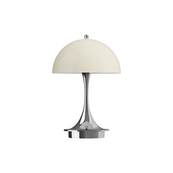 Panthella 160 Portable bordlampe, chrome opal beige, Louis Poulsen