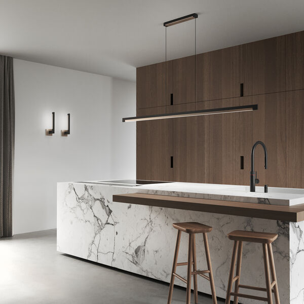 INLAY S1900 LINEAR pendel, matt black/satin gold, LIGHT-POINT