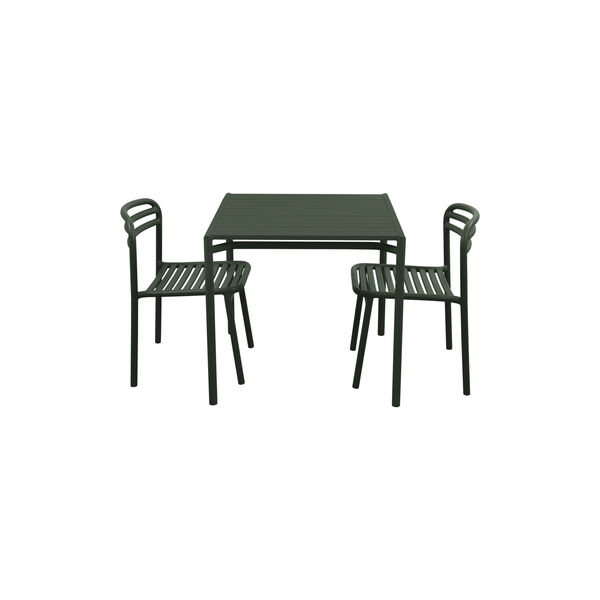 Bliss spisebord med 2 Bliss stole, dark green, Cane-line