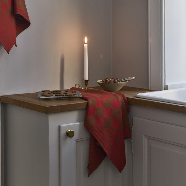 CHRISTMAS viskestykke, archive red, Georg Jensen Damask