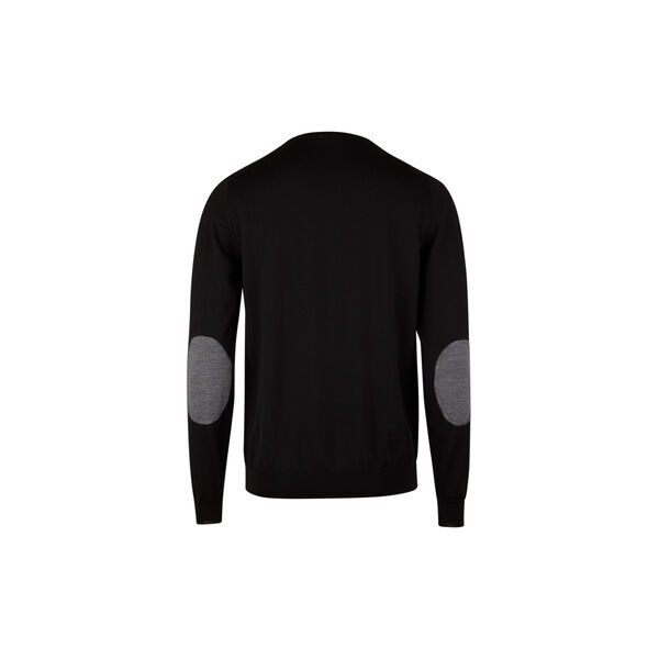 Sweater Knitted Crew Neck With Patch Merino Wool, black pattern, Stenströms