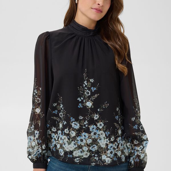 UrsanneSZ Blouse, black luna roses, Saint Tropez