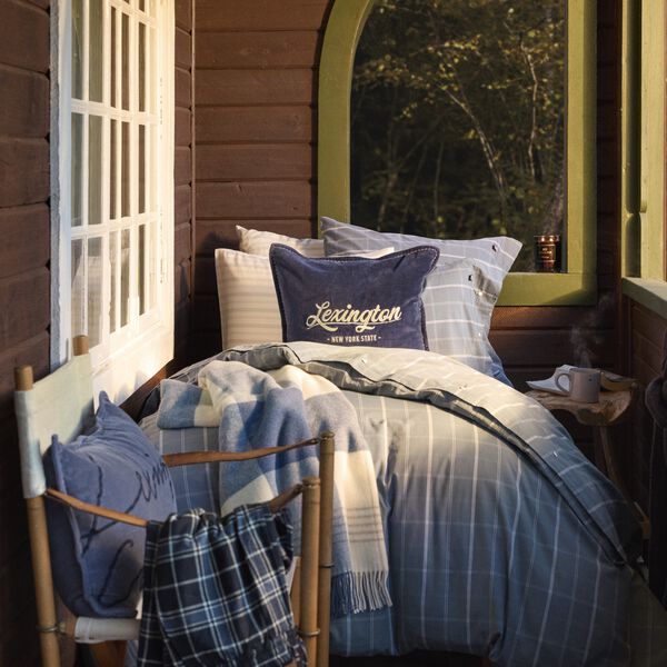 Logo Pillow Cover, dark blue/lt beige, Lexington