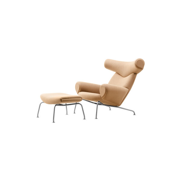 Wegner Ox Chair |  Natural| L&aelig;nestol + Ottoman, Fredericia Furniture