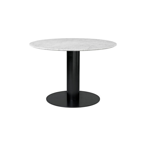 GUBI 2.0 Round Dining Table, white carrara marble/black, GUBI