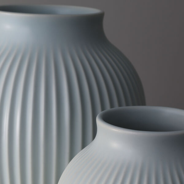 Knabstrup vase ripple, mat ice blue, Knabstrup Keramik