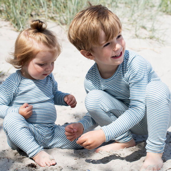 Baby leggings stribet, azur/ecru, Serendipity