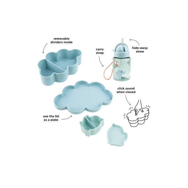 Playground snack & madkasse med drikkedunk, blue, Done by Deer