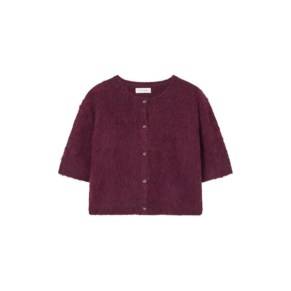 SIGNE HAIRY CARDIGAN, burgundy, Studio Feder