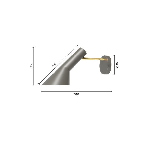 AJ væglampe, brass/warm grey, Louis Poulsen