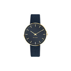 City Hall Bangle armbåndsur, oxford blue/gold/gold, Arne Jacobsen Watches