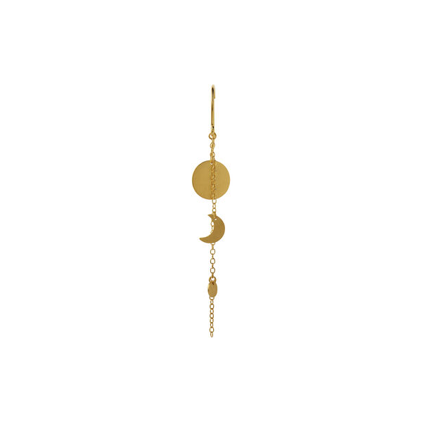 Sun and Moon Earring with Chain Single, gold, Stine A Jewelry