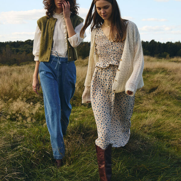 IRSILVI Waistcoat, green moss melange, Atelier Rêve