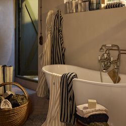 Striped Terry Towel, blackish navy/lt beige, Lexington