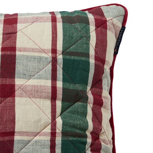 Quilted Checked Pillow Cover, green/red/beige, Lexington