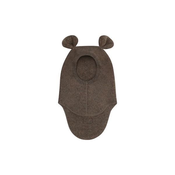 Balaclava Ears Wool Fleece, brown melange, HUTTEliHUT