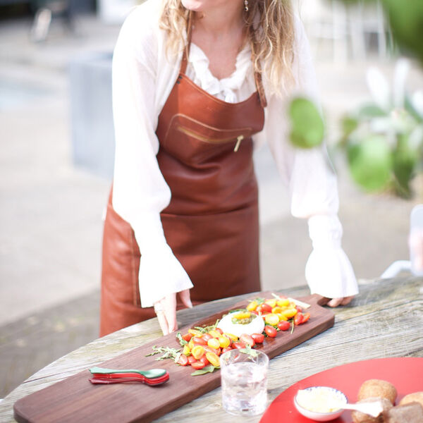 Zipper læderforklæde, classic brown, Dutchdeluxes