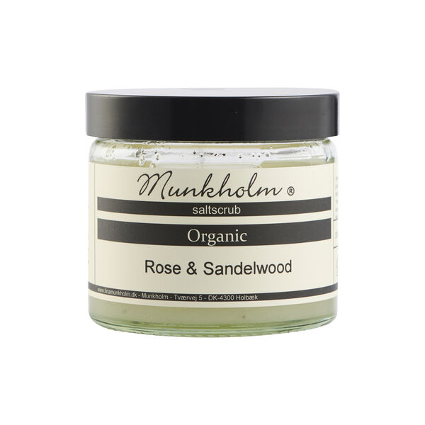 Økologisk saltskrub, rose & sandalwood, Munkholm