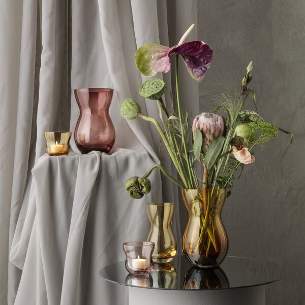 Calabas fyrfadsstage, burgundy, Holmegaard