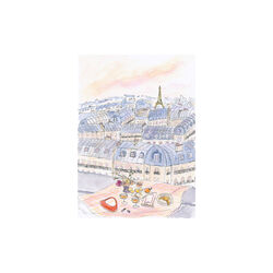 Parisian Rooftop Picnic with Eiffel Tower Views, Poster & Frame