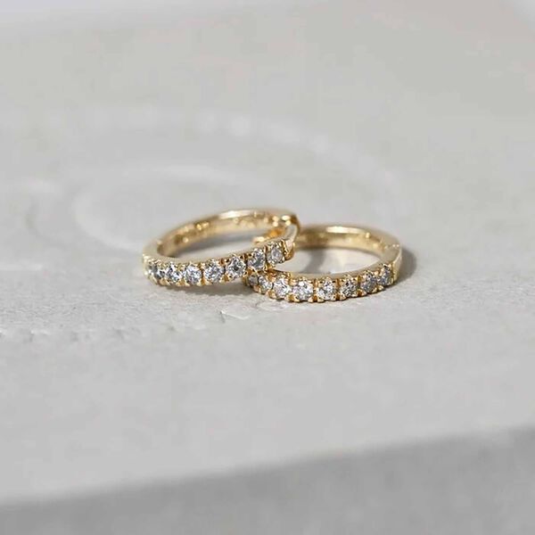 Rock Classic Grey diamant creol S, guld, Ro Copenhagen