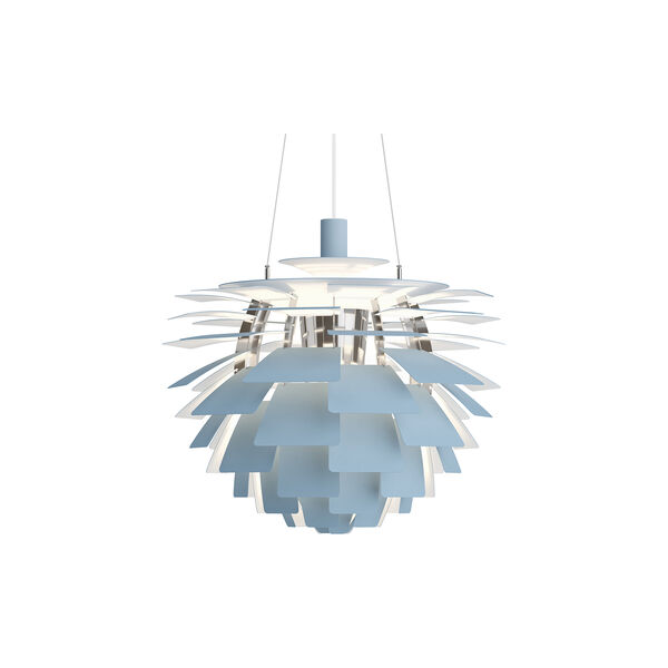 PH Artichoke, dusty blue/high lustre chrome plated, Louis Poulsen