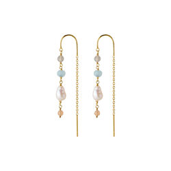 Mellow Blue Earchains, forgyldt, Pernille Corydon Jewellery