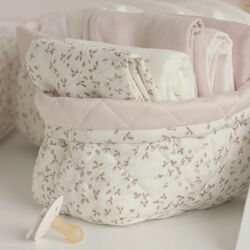 Quiltet opbevaringskurv 2-pak, lierre/almond, Cam Cam Copenhagen