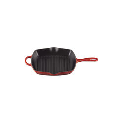 Signature st&oslash;bejern kvadratisk grillpande 26 cm, cerise, Le Creuset