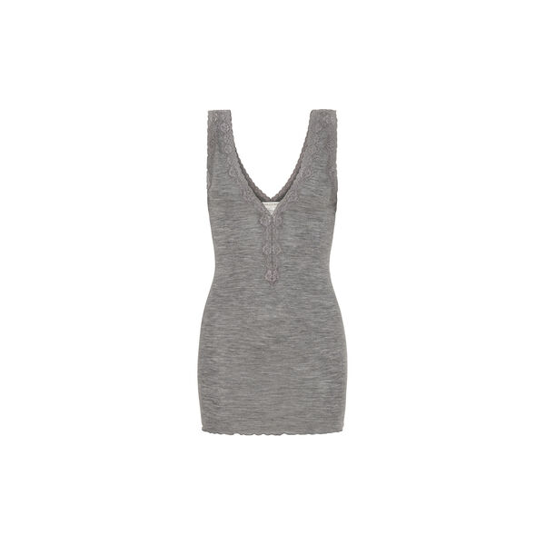 Woollen Lacey Top, grey melange, Seamless Basic