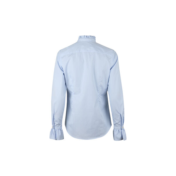 Darya Blouse Frill collar Flyfront Frill cuff, light blue stripe, Stenströms