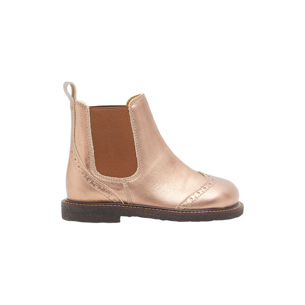Chelsea støvle med brogue hulmønster, bronze metallic/cognac, ANGULUS