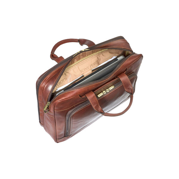 2 Compartment Laptop Briefcase, dark brown, Tony Perotti