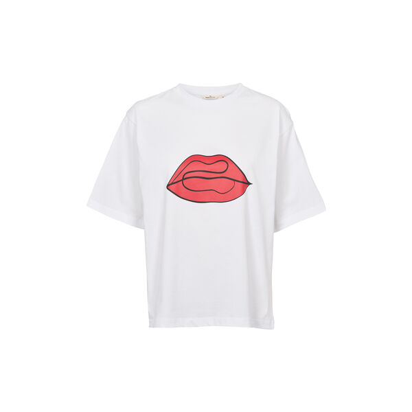 Raja Tee Red Lip, bright white/red lip, Basic Apparel