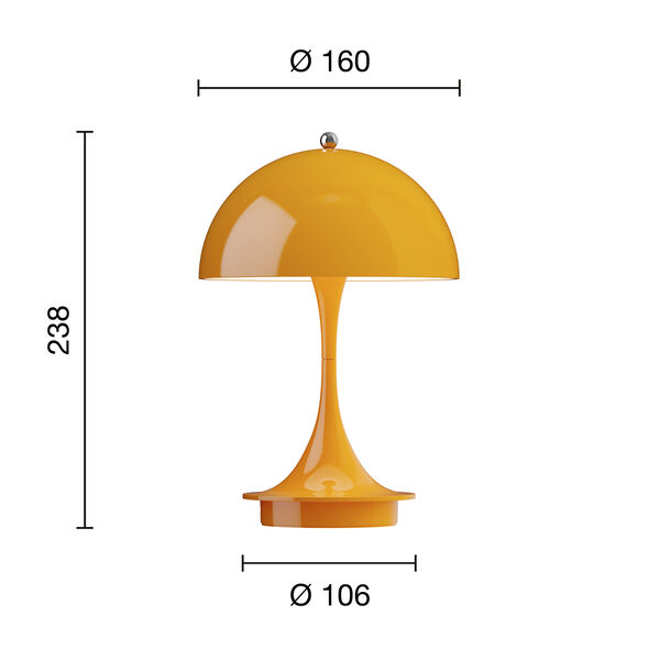 Panthella 160 Portable bordlampe, opaque orange, Louis Poulsen