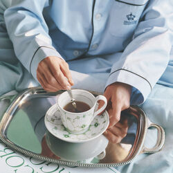 Grøn Musselmalet Riflet kop med underkop 24 cl, Royal Copenhagen