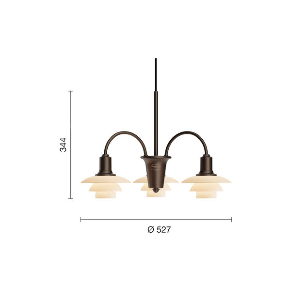 PH 1/1 Lysekrone Centenary Edition 3-armet, aged brass/dusty terracotta, Louis Poulsen