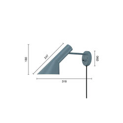 AJ væglampe, dusty blue, Louis Poulsen