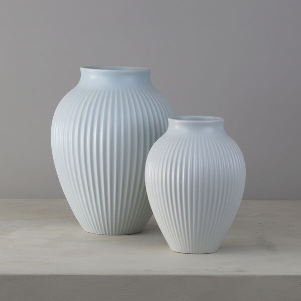 Knabstrup vase ripple, mat ice blue, Knabstrup Keramik