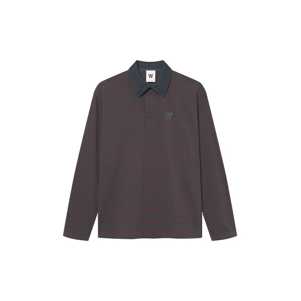 WWLandon Polo, black sand stripe, Wood Wood