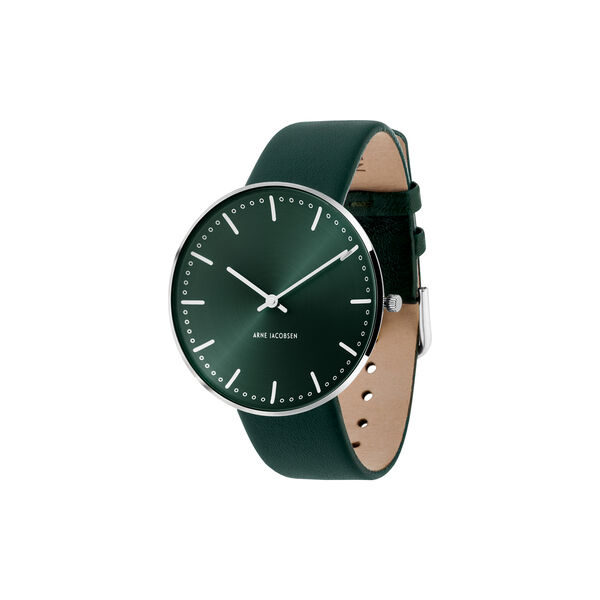 City Hall armb&aring;ndsur, green/steel/green, Arne Jacobsen Watches