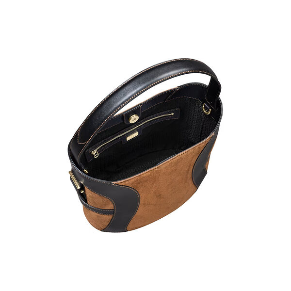 Deborah Suede Hobo Bag M, oat beige, Aigner