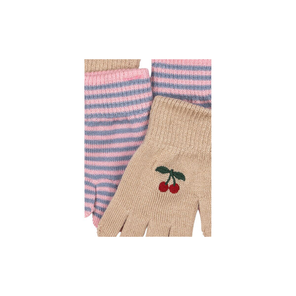 2 Pack Filla Gloves, cherry/stripe, Konges Sl&oslash;jd