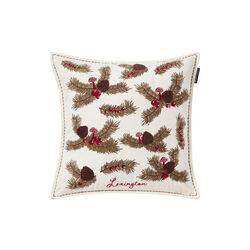 Pine Twigs Velvet Pillow Cover, white multi, Lexington