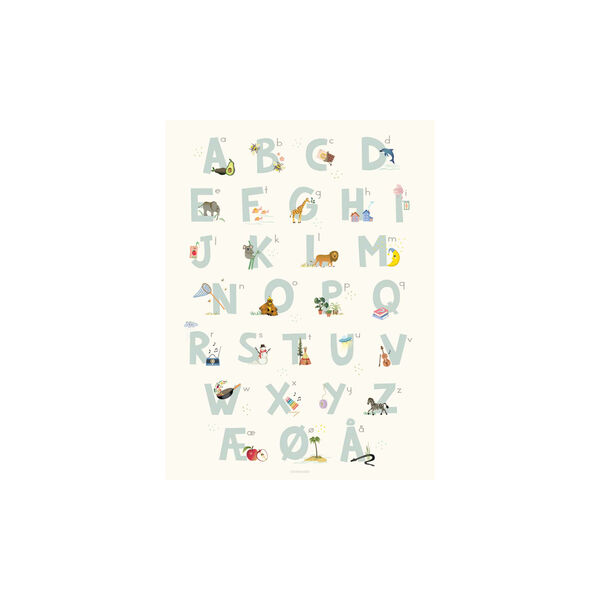 Alfabet Bl&aring; dansk plakat, ViSSEVASSE