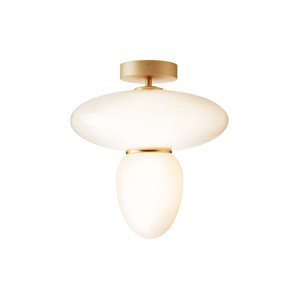 Rizzatto 42 Ceiling Lamp, satin brass/opal, Nuura