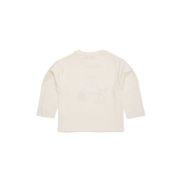 LS T-Shirt w. Cowboy Print & Embroidery, cream, Copenhagen Colors Organics