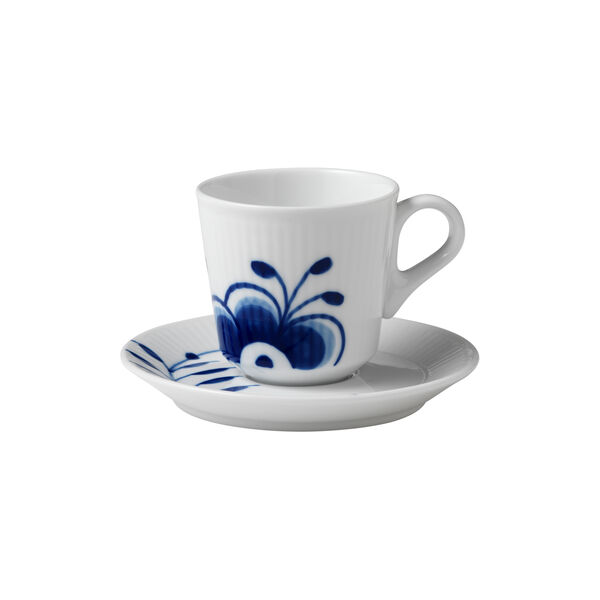 Bl&aring; Mega Riflet espressokop med underkop 9 cl, Royal Copenhagen