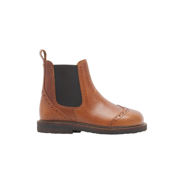 Chelsea st&oslash;vle med brogue hulm&oslash;nster, medium brown, ANGULUS