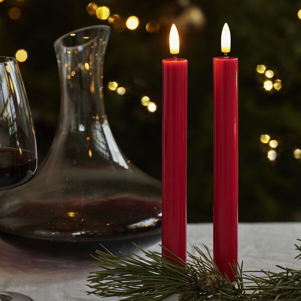 Sille lacquer LED kronelys 2 stk., r&oslash;d, Sirius Home